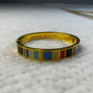 Kate Spade New York‎ Jump For Joy Striped Bangle Bracelet Gold Tone
